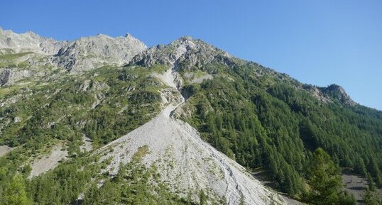 Cônes de déjection dans la vallée du Champoléon